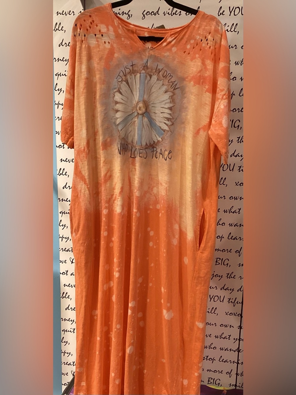 Orange Tie-Dye Maxi Dress with Pocket - Brand Unspecified
